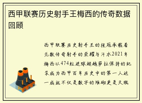 西甲联赛历史射手王梅西的传奇数据回顾